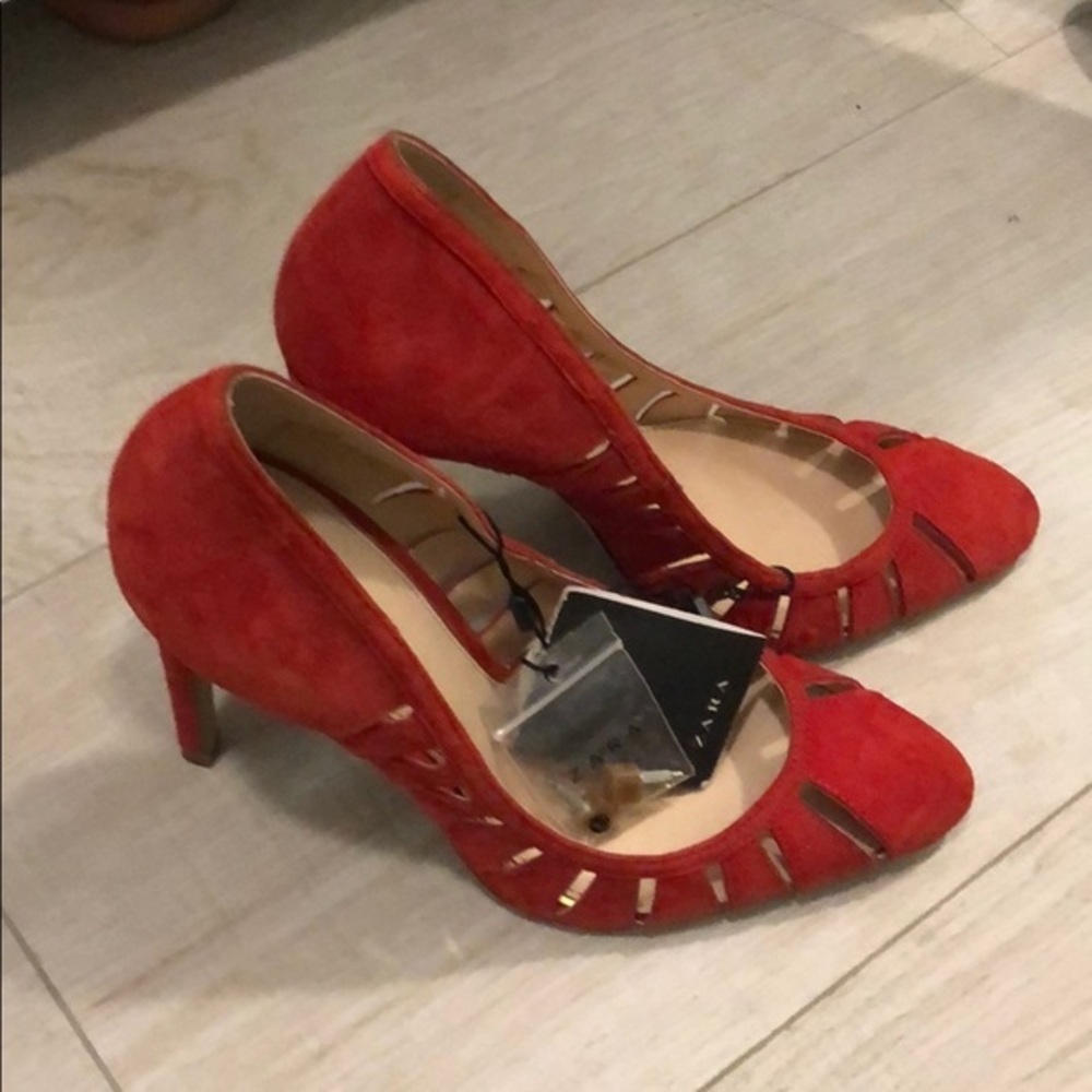Zara heels Red Suede leather